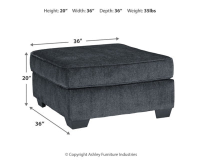 Oversized Accent Ottoman In Solid Slate Fabric