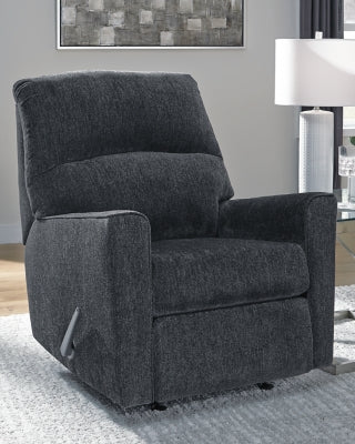 Recliner In Solid Slate Fabric