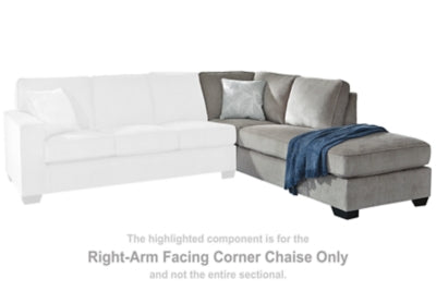 Right-Arm Facing Corner Chaise In Solid Alloy Fabric
