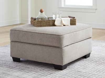 Ottoman With Storage In Solid Umber Fabric
