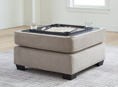 Ottoman With Storage In Solid Umber Fabric