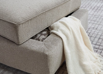 Ottoman With Storage In Solid Umber Fabric