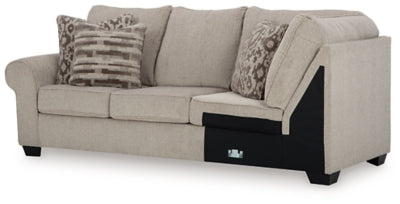 Left-Arm Facing Sofa with Corner Wedge In Solid Umber Fabric