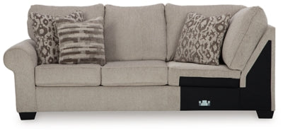 Left-Arm Facing Sofa with Corner Wedge In Solid Umber Fabric
