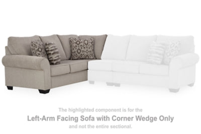 Left-Arm Facing Sofa with Corner Wedge In Solid Umber Fabric
