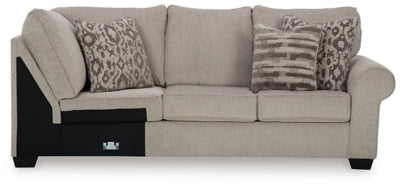 Right-Arm Facing Sofa with Corner Wedge In Solid Umber Fabric