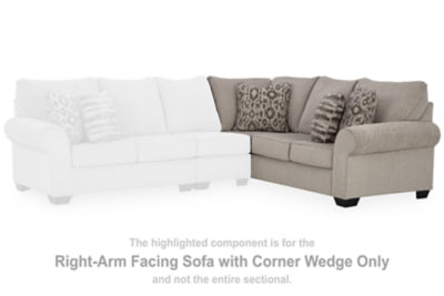 Right-Arm Facing Sofa with Corner Wedge In Solid Umber Fabric
