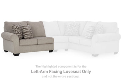Left-Arm Facing Loveseat In Solid Umber Fabric