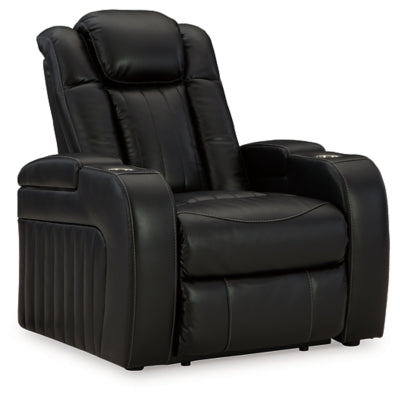 Power Recliner In Solid Midnight Fabric