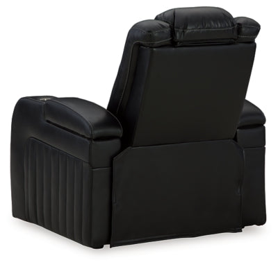 Power Recliner In Solid Midnight Fabric