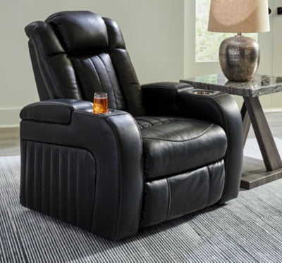 Power Recliner In Solid Midnight Fabric