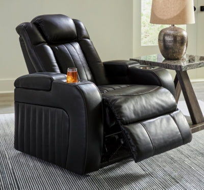 Power Recliner In Solid Midnight Fabric