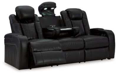 Power Reclining Sofa In Solid Midnight Fabric
