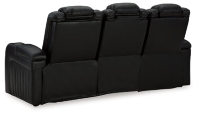 Power Reclining Sofa In Solid Midnight Fabric