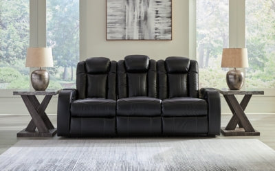 Power Reclining Sofa In Solid Midnight Fabric