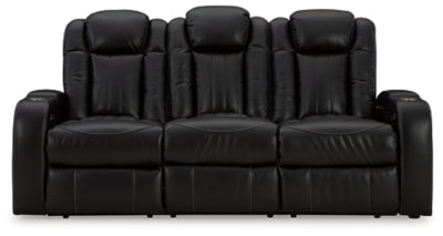Power Reclining Sofa In Solid Midnight Fabric