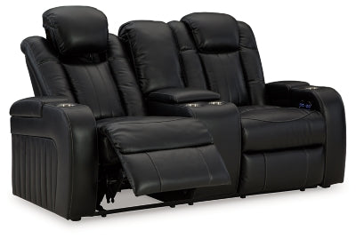 Power Reclining Loveseat with Console In Solid Midnight Fabric