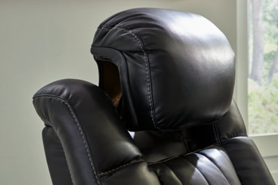 Power Recliner In Solid Midnight Fabric