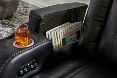 Power Recliner In Solid Midnight Fabric