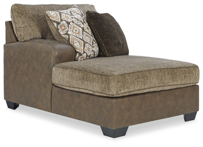Left-Arm Facing Corner Chaise In Solid Chocolate Fabric