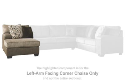 Left-Arm Facing Corner Chaise In Solid Chocolate Fabric