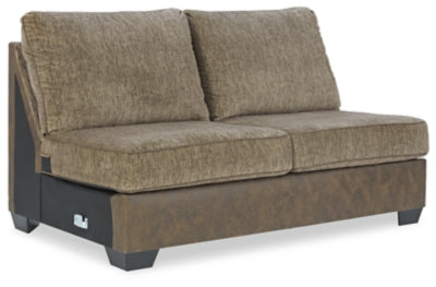 Armless Loveseat In Solid Chocolate Fabric