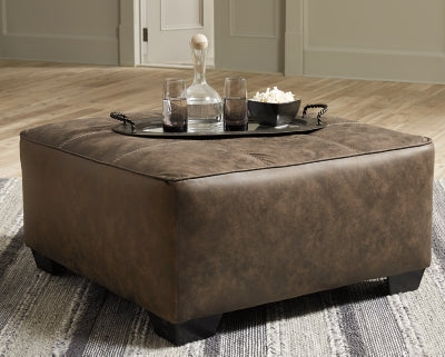 Oversized Accent Ottoman In Solid Chocolate Fabric
