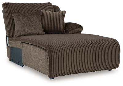 Right-Arm Facing Press Back Chaise In Solid Chocolate Fabric