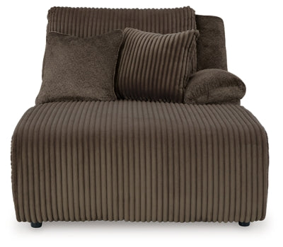 Right-Arm Facing Press Back Chaise In Solid Chocolate Fabric