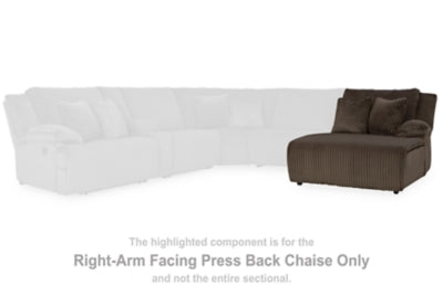 Right-Arm Facing Press Back Chaise In Solid Chocolate Fabric