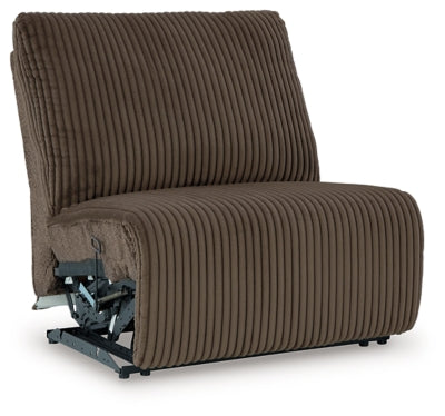 Armless Recliner In Solid Chocolate Fabric