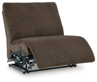 Armless Recliner In Solid Chocolate Fabric