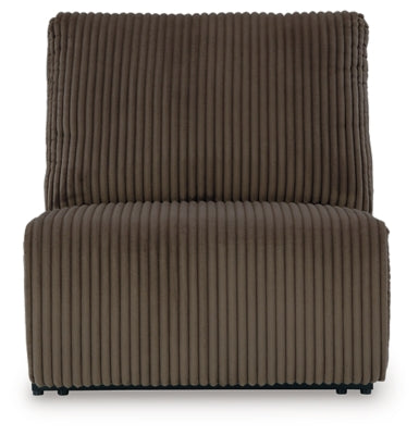Armless Recliner In Solid Chocolate Fabric