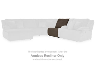 Armless Recliner In Solid Chocolate Fabric