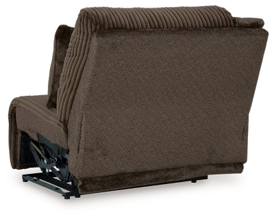 Left-Arm Facing Recliner In Solid Chocolate Fabric