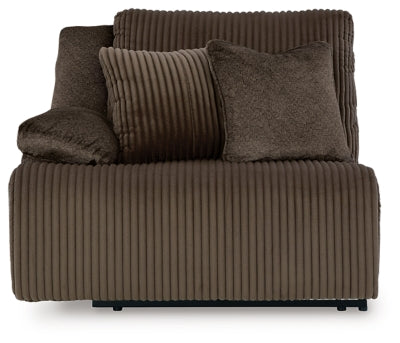 Left-Arm Facing Recliner In Solid Chocolate Fabric