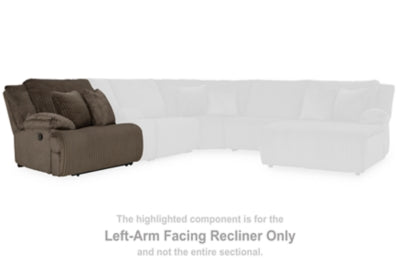 Left-Arm Facing Recliner In Solid Chocolate Fabric