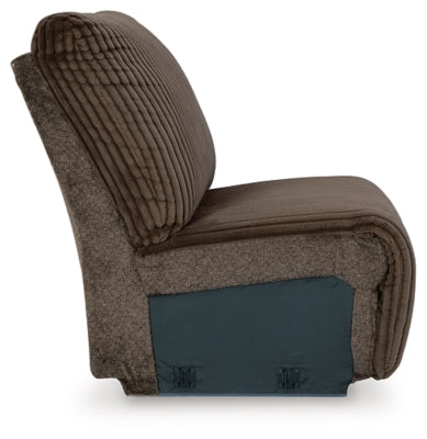 Armless Chair In Solid Chocolate Fabric