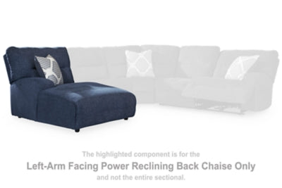Left-Arm Facing Power Reclining Back Chaise In Solid Navy Performance Fabric;Next-Gen Nuvella™;Fabric