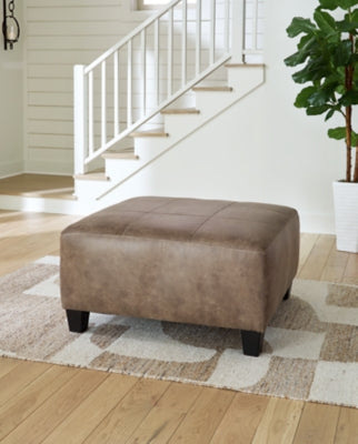 Oversized Accent Ottoman In Solid Fossil Fabric
