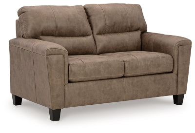 Loveseat In Solid Fossil Fabric