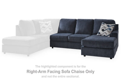 Right-Arm Facing Sofa Chaise In Solid Cobalt Fabric