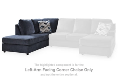 Left-Arm Facing Corner Chaise In Solid Cobalt Fabric