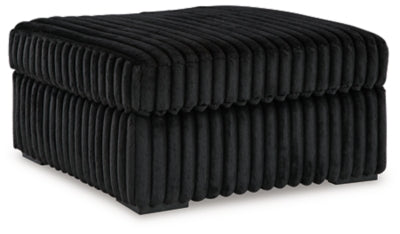 Oversized Accent Ottoman In Solid Onyx Fabric