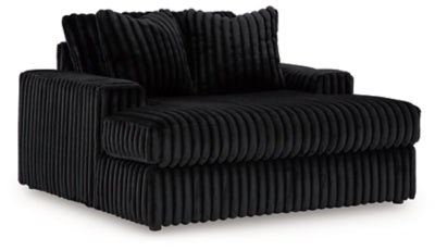 Oversized Chaise In Solid;Striped Onyx Fabric