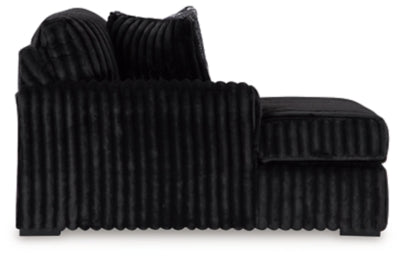 Left-Arm Facing Corner Chaise In Solid Onyx Fabric