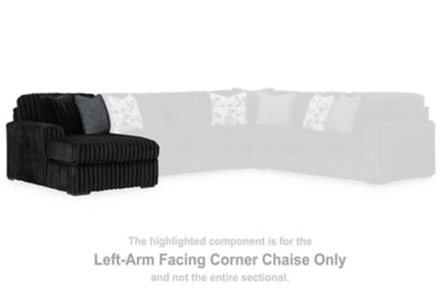Left-Arm Facing Corner Chaise In Solid Onyx Fabric