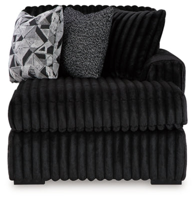 Right-Arm Facing Corner Chaise In Solid Onyx Fabric