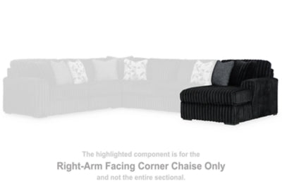 Right-Arm Facing Corner Chaise In Solid Onyx Fabric