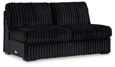 Armless Loveseat In Solid Onyx Fabric